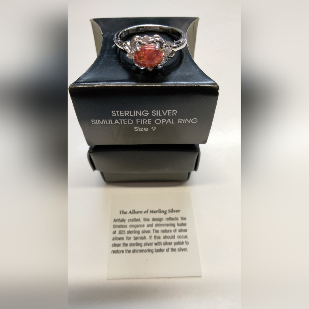 Red Opal Sterling Silver Ring